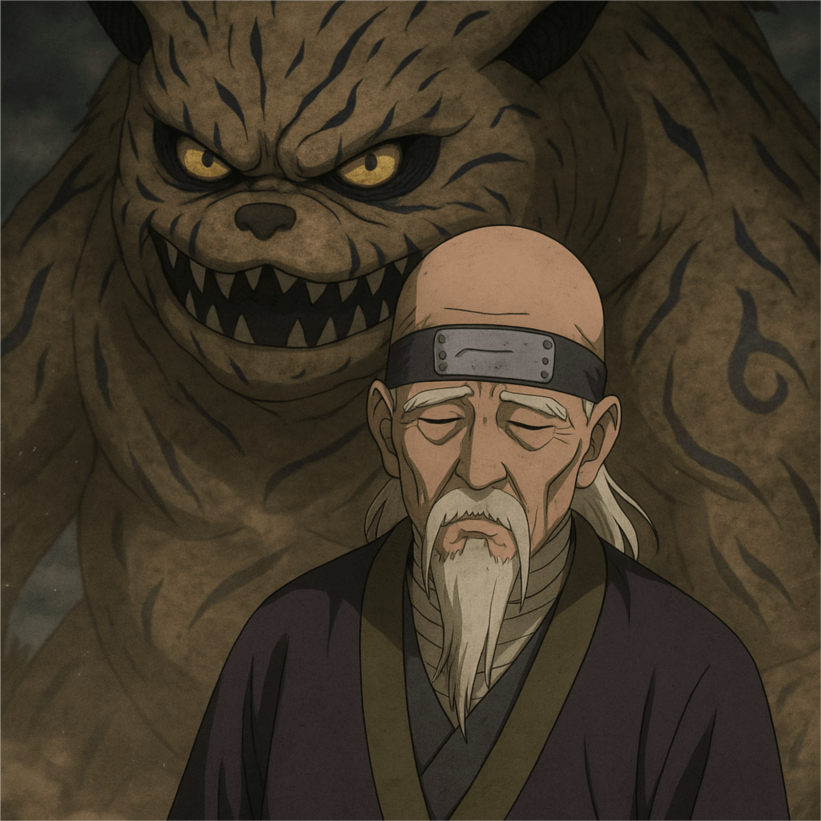 bunpuku conteniendo al shukaku