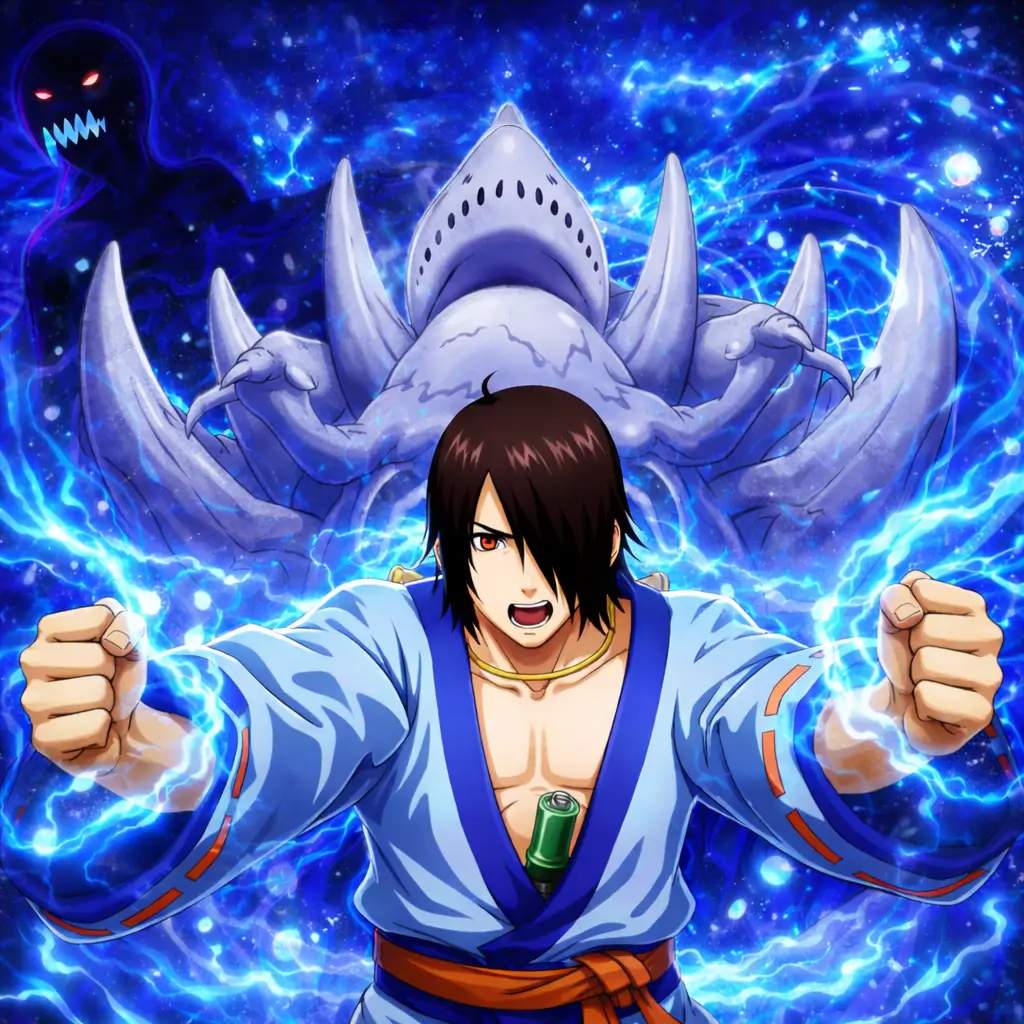 Utakata rodeado de burbujas de chakra, jinchūriki del Rokubi, envuelto en niebla