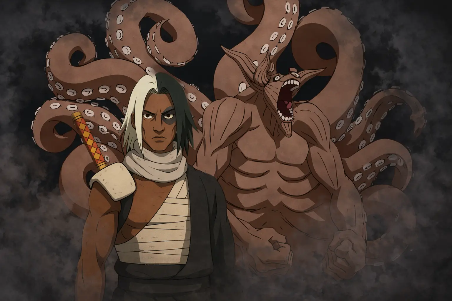 Blue B primer jinchuriki del Hachibi Gyuki en Naruto