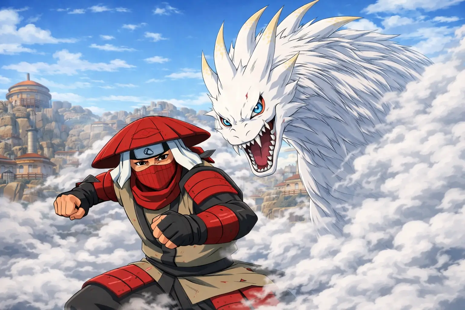 Han jinchūriki del Gobi la bestia de cinco colas usando vapor presurizado en Naruto