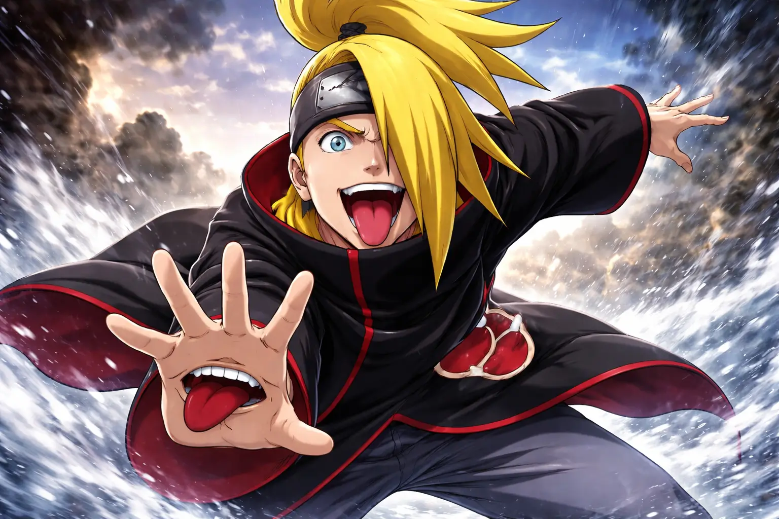 Deidara Akatsuki explosiones arte manos boca Naruto