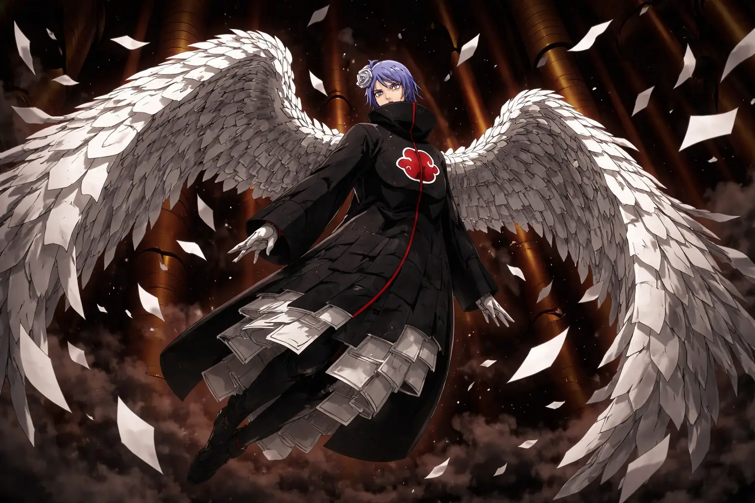 Konan Akatsuki papel explosivo alas Naruto